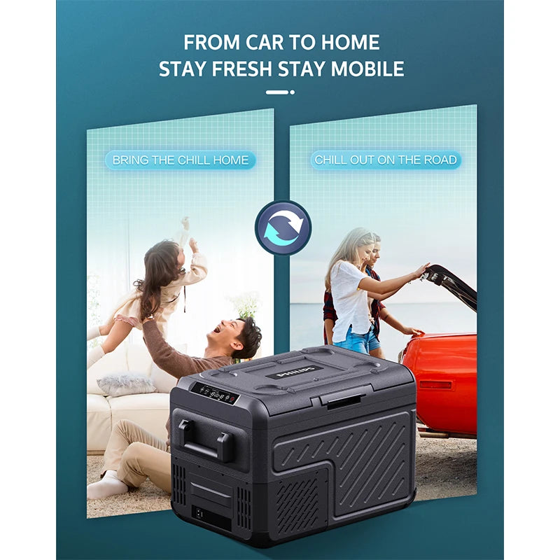 PHILIPS  Car Refrigerator Mini Fridge Freezer Portable Compressor Cooler 12/24V DC 110-240V Ice Box for Camping Car Truck