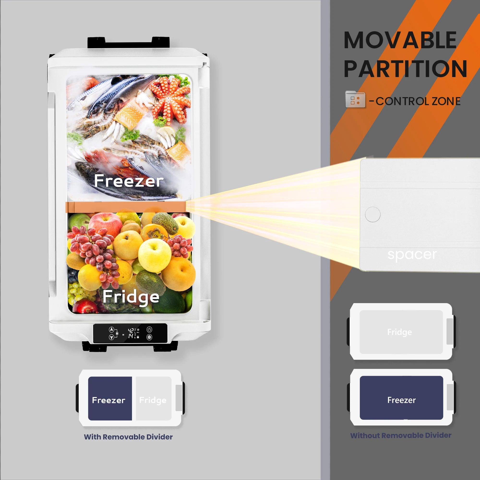 EUHOMY Portable Refrigerator Freezer, -4℉~68℉, 36 Quart(34L) Mini Fridge ,12/24V DC& 120-240V AC, Car Fridge for RV,Trunk,Home