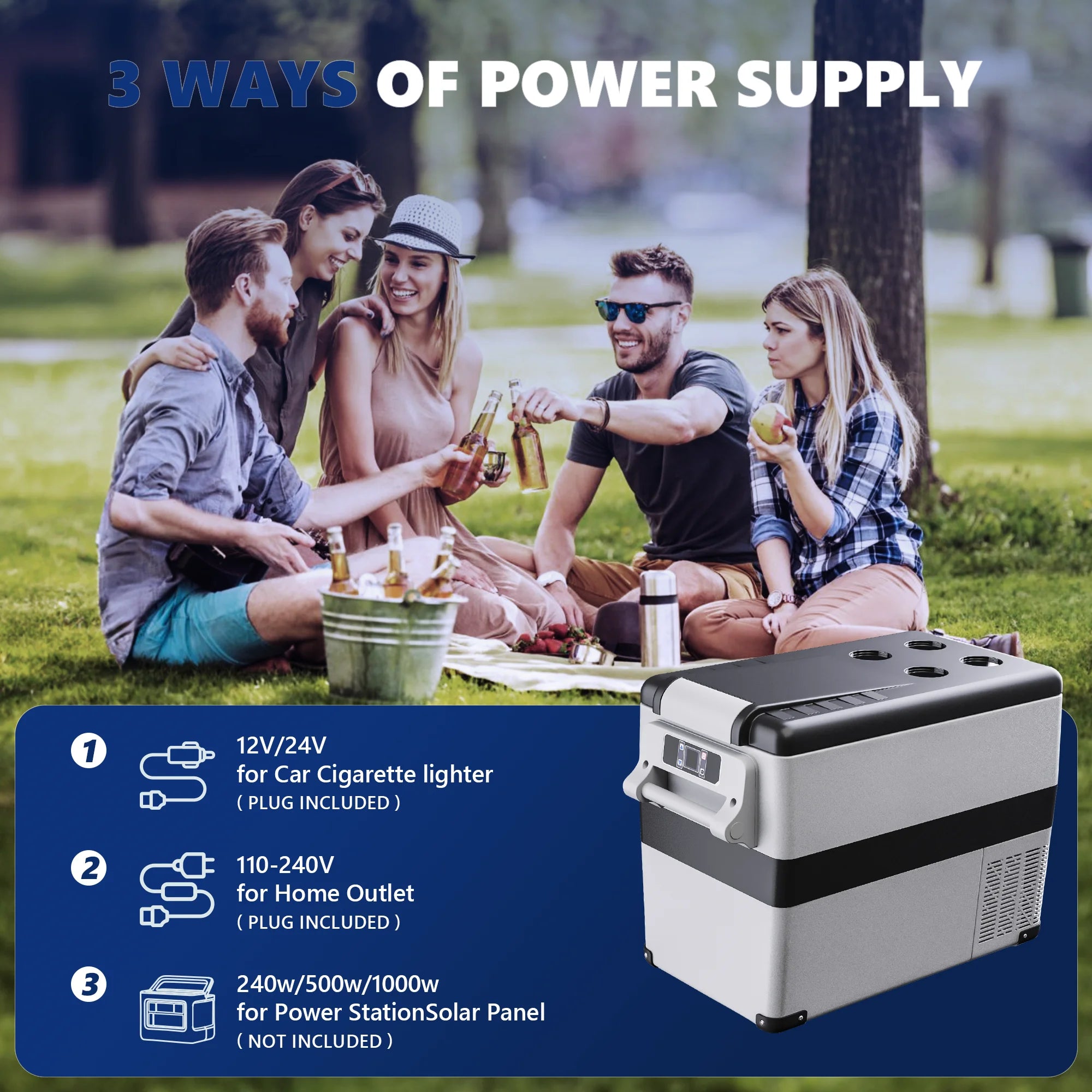 Euhomy 12 Volt Portable Refrigerator,47QT(44L) Electric Cooler,Mini Fridge with 12/24V DC 110-240V AC for Camping, Travel,Home