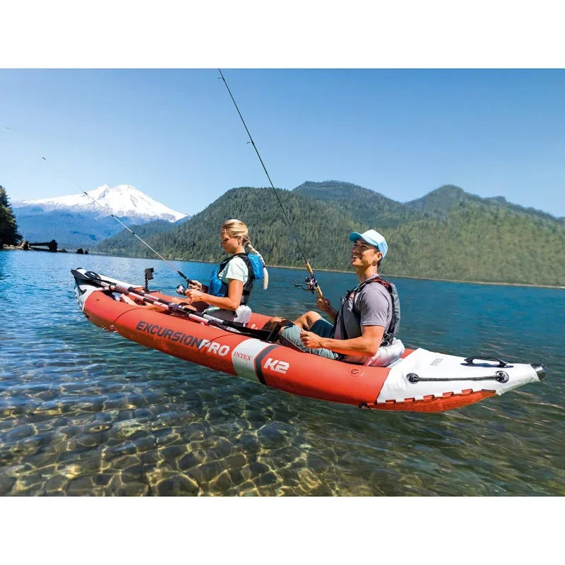 Excursion Pro Inflatable Kayak Series: Includes Deluxe 86in Kayak Paddles and High-Output Pump – SuperTough PVC – Adjustable Buc