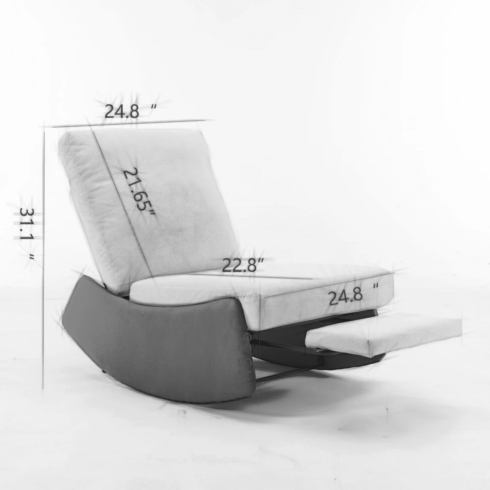 Rocking Chair Recliner, Comfy Upholstered Padded Accent Rocker with Footrest & Adjustable Back