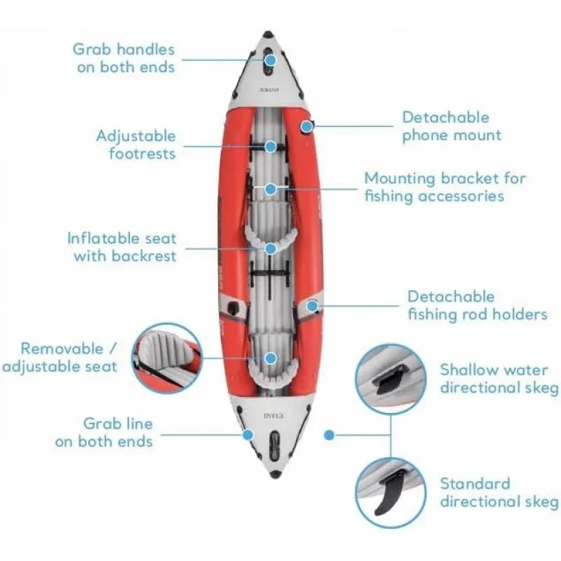Excursion Pro Inflatable Kayak Series: Includes Deluxe 86in Kayak Paddles and High-Output Pump – SuperTough PVC – Adjustable Buc