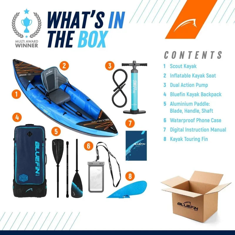 Scout inflatable kayak-inflatable 1 & 2 person kayak accessories: Pump, paddle phone case and backpack-inflatable canoe Alte