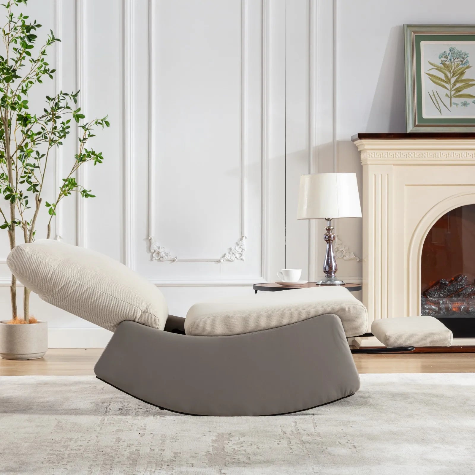 Rocking Chair Recliner, Comfy Upholstered Padded Accent Rocker with Footrest & Adjustable Back