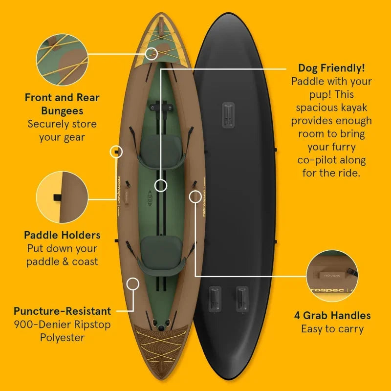 Coaster single & Tandem inflatable kayak-1 & 2 person inflatable kayak for adults, 220 & 500lb weight capacity, puncture Resi