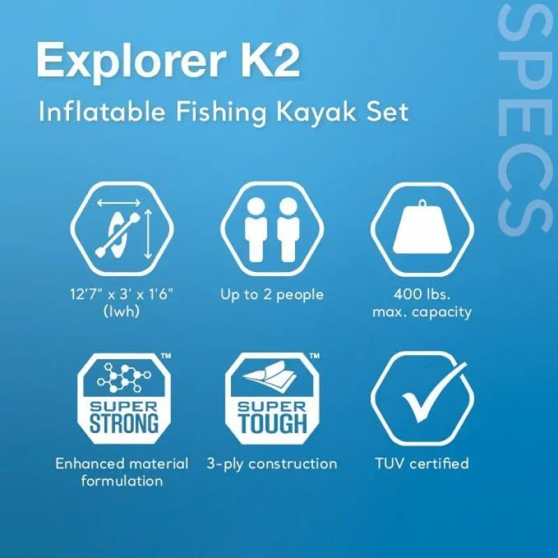 Excursion Pro Inflatable Kayak Series: Includes Deluxe 86in Kayak Paddles and High-Output Pump – SuperTough PVC – Adjustable Buc