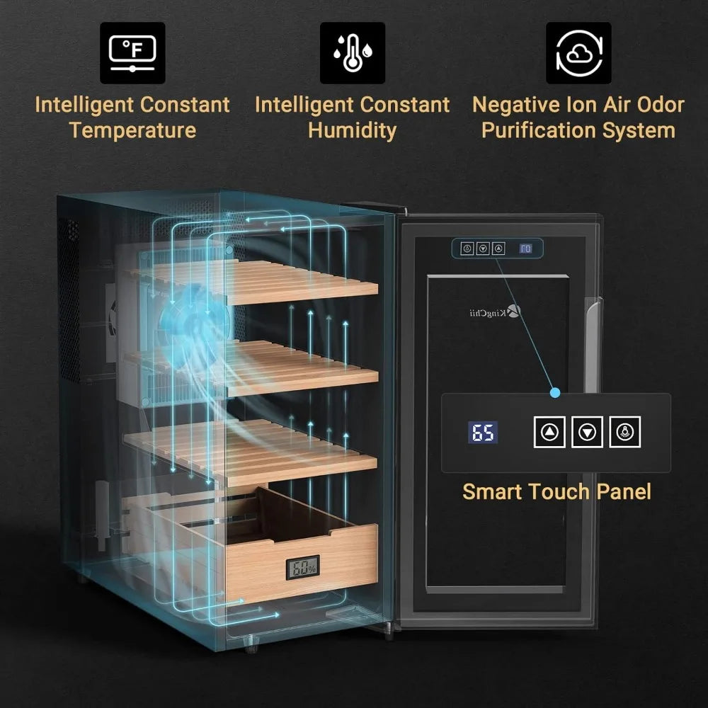 KingChii-Electric Cigar Humidors, Heating Control System, Electronic Humidor Cabinet, 4 Layers, 200 Capacity, 26L